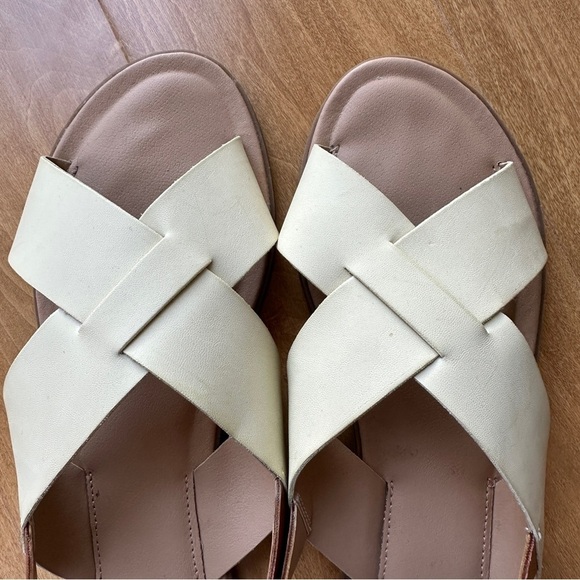 LOFT Criss Cross Flat Strappy Sandals, Cream/Tan, Size 10M - Picture 5 of 12